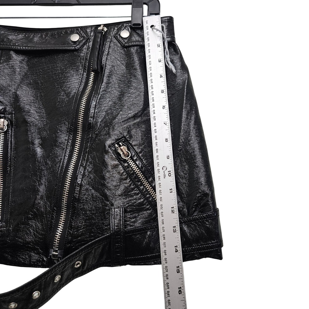 Nonchalant Label Campbell Mini Skirt L Black Faux Leather Glam Moto Biker Edgy - Picture 6 of 9